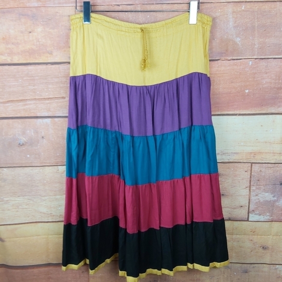 COLOR bloc A line rayon skirt made in India - Picture 3 of 8